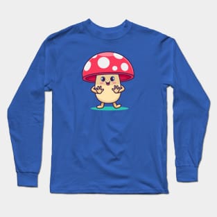 Cute Mushroom Cartoon Vector Icon Illustration Long Sleeve T-Shirt